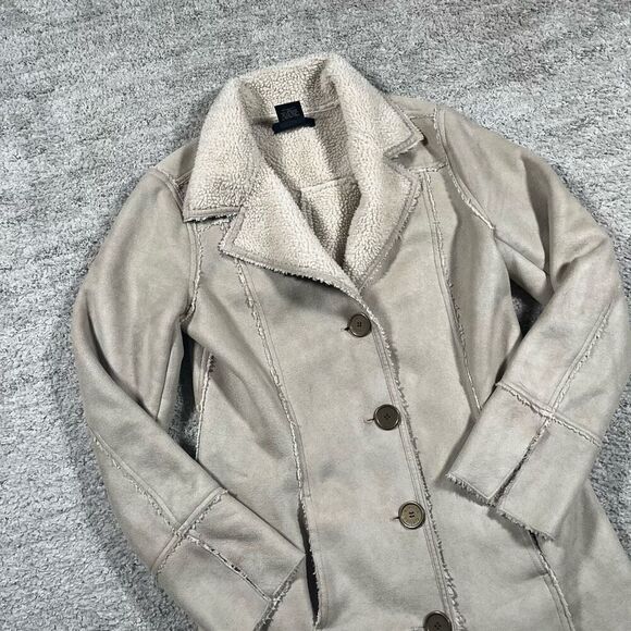 Vintage Y2K Eivissa Button Down Faux Suede Bratz Style Longline Coat Jacket - Picture 3 of 8